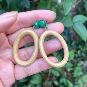 Sophie Monet Malachite Hoop Drop Earrings
